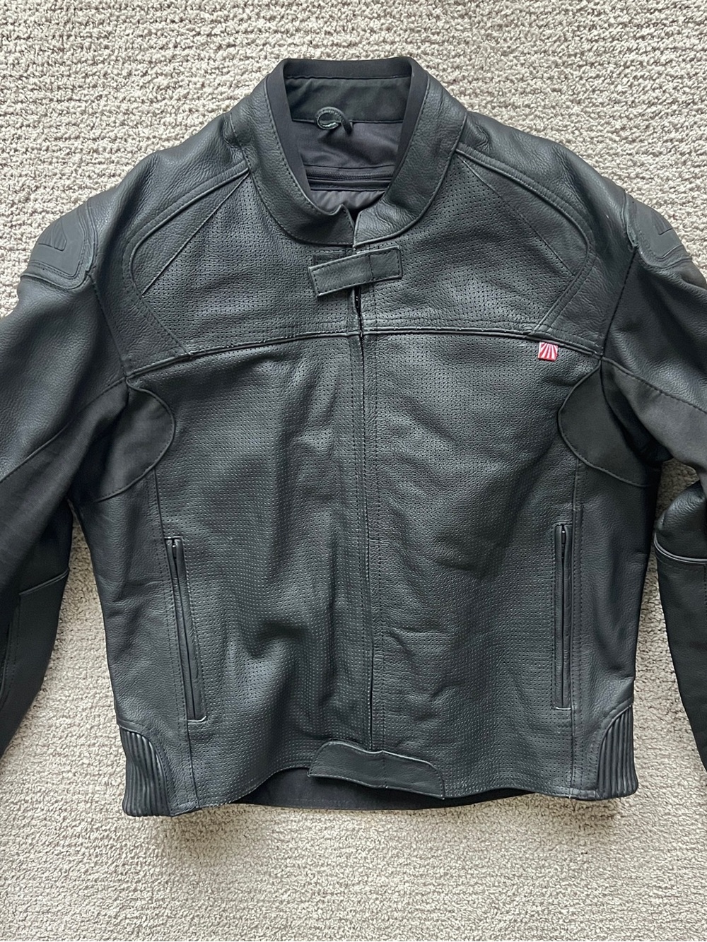 NORU Black Perforated Leather Motorcycle Jacket